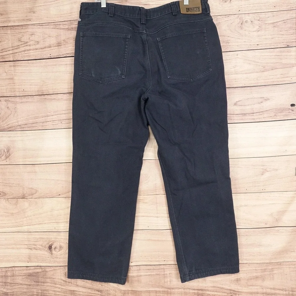 Duluth Trading Co Canvas Pants Mens 38x30 Blue Relaxed Fit Workwear